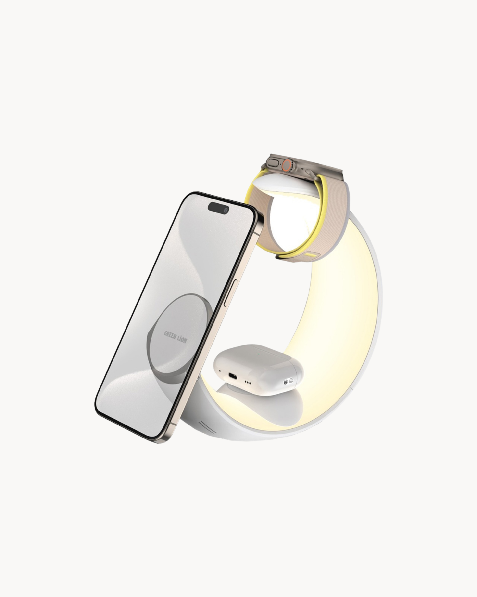 Green Lion Moon Charge 4 in 1 Wireless Charger - White