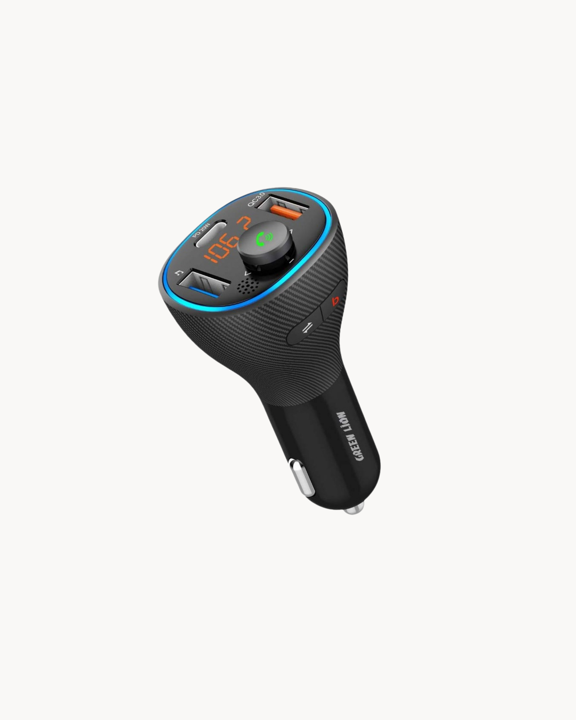 Green Lion Wireless Hands-Free Car Kit with Built-In FM Transmitter ( QC3.0 + PD 20W ) 38W